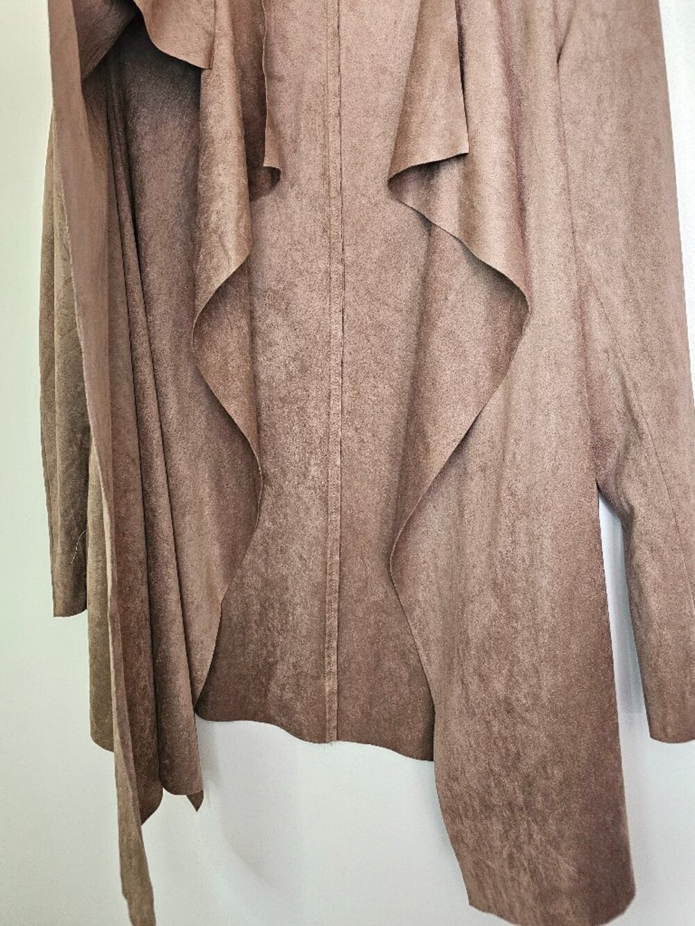 KUT From The Kloth Bernette Long Faux Suede Waterfall Drape Cardigan Jacket Wrap - Picture 6 of 12